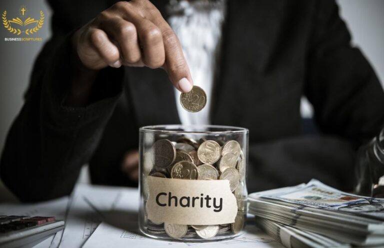 Business Scriptures – Bible Verses for Success & Growth - 3 - https://businessscriptures.com Businessman giving to charity, highlighting the importance of honoring God with wealth