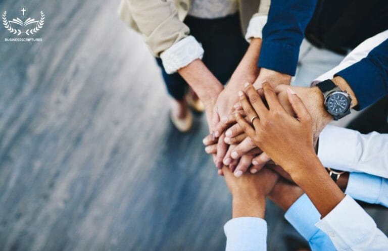 Business Scriptures – Bible Verses for Success & Growth - 3 - https://businessscriptures.com A diverse group of business professionals brainstorming ideas