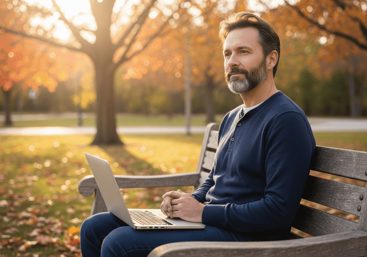 Quiet moment of reflection for a Christian entrepreneur facing business uncertainty with peace