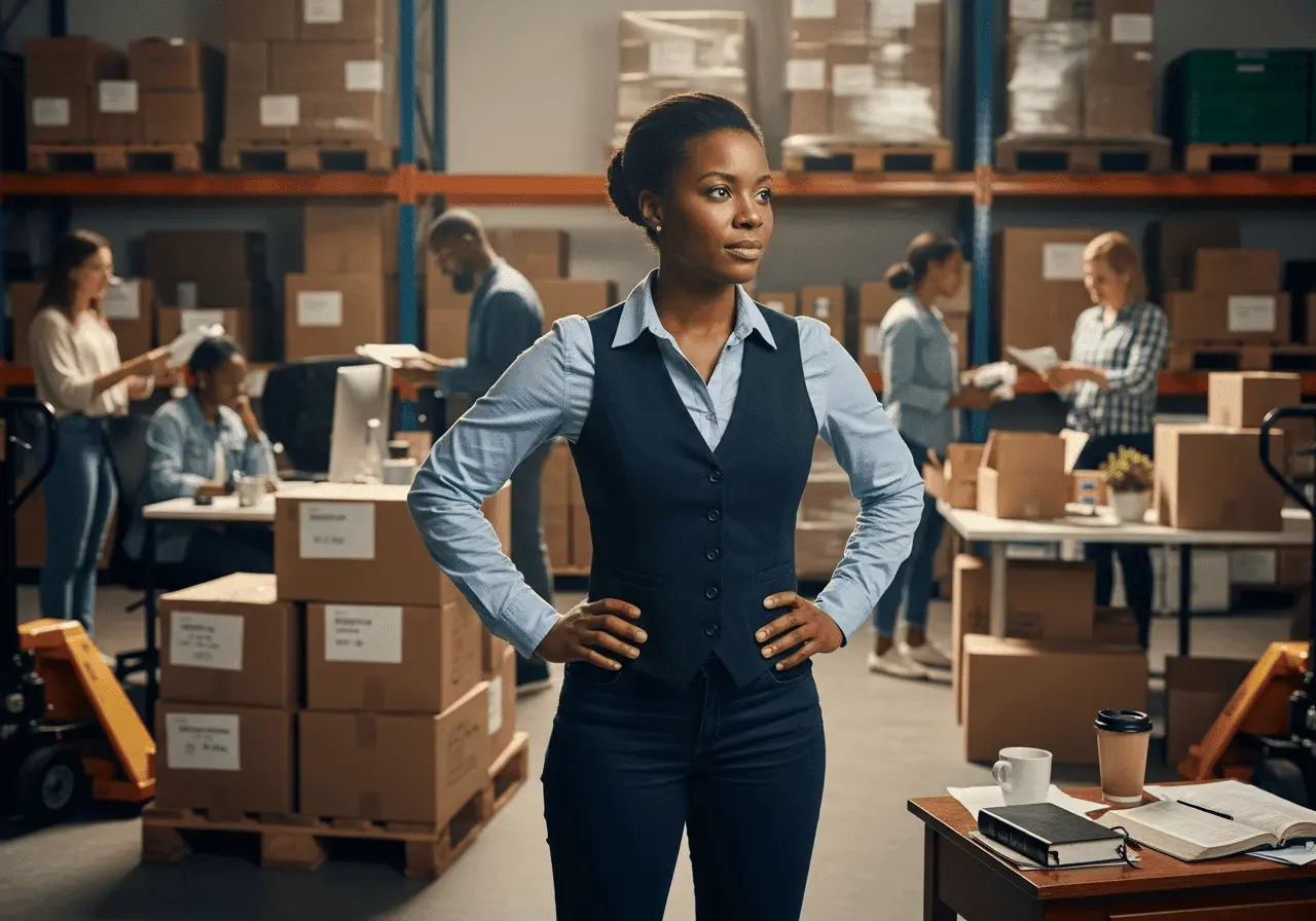 Christian woman business owner standing strong during difficult season with team behind her