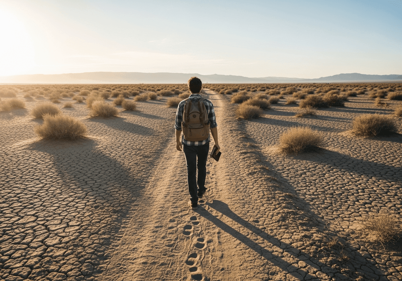 Christian entrepreneur walking through the desert as a symbol of God making a path in hard seasons