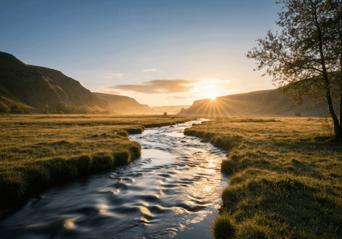 Serene sunrise landscape representing divine timing and the beauty of patience