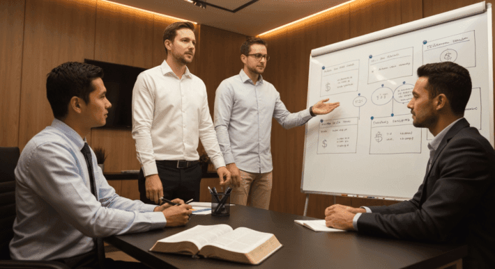 Biblical financial principles in a Business Scriptures meeting