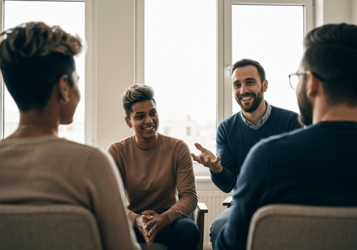 Leader showing empathy and compassion by listening to team members.